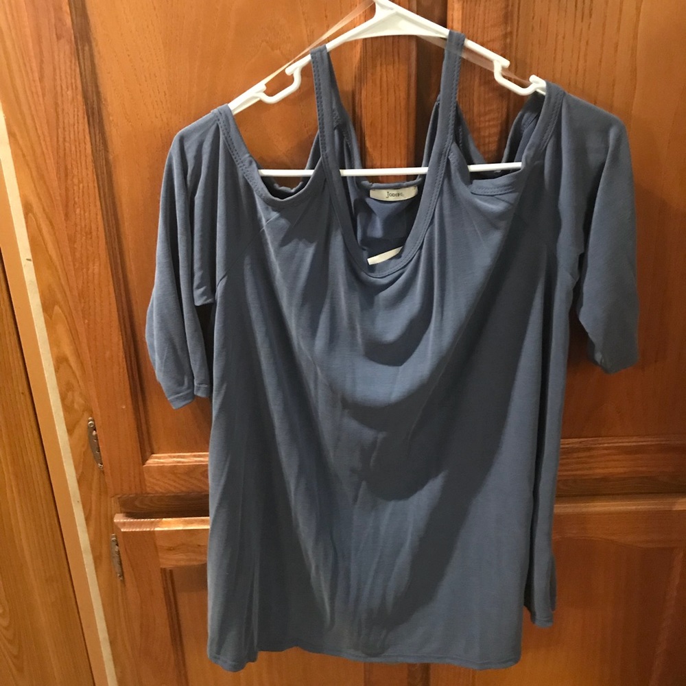 Blue spaghetti strap top with sleeves